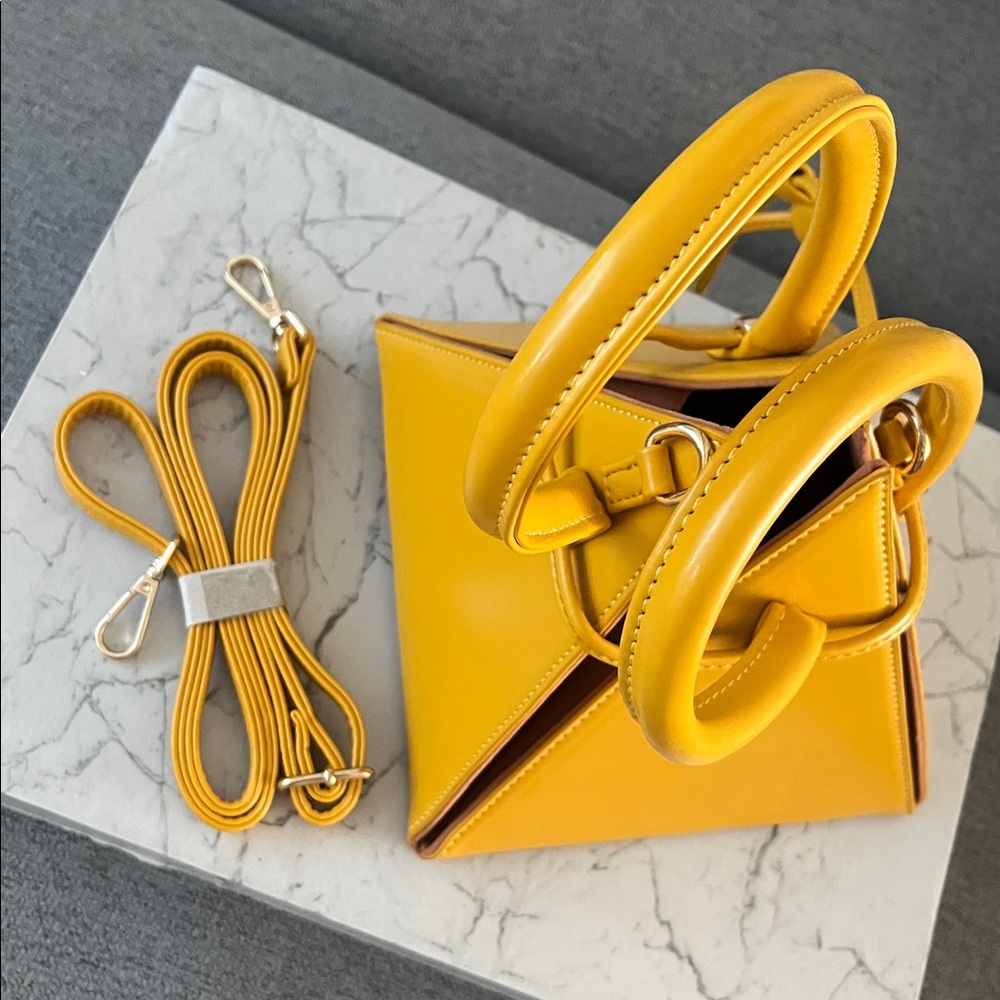 Yellow Geometric Handbag with Strap